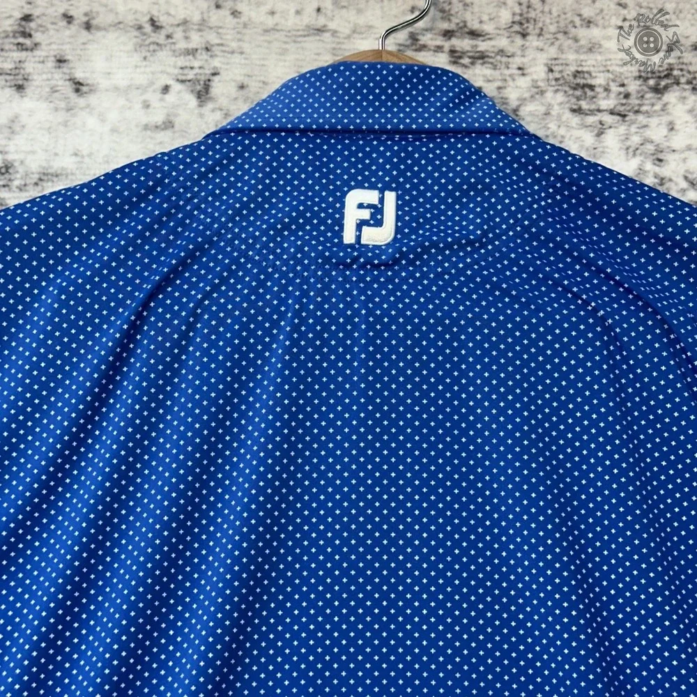 FootJoy Golf Polo Shirt Men's L Blue White Print PGA Championship Performance‎